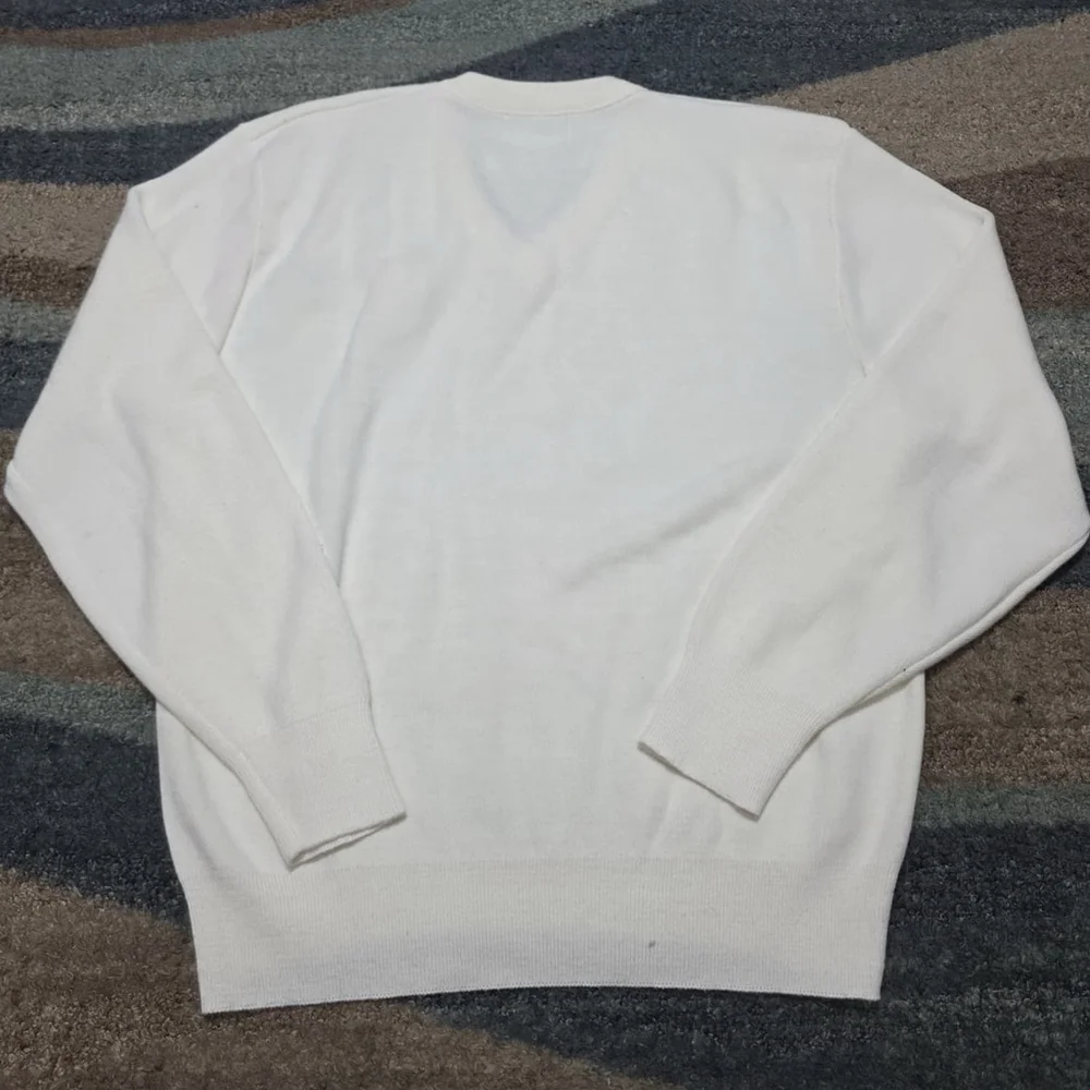 Vintage NASCAR McBriar V-Neck Sweater White USA Made Men’s M